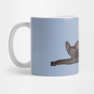 Black Sphynx Cat With Blue Eyes, Hairless Cat Mug